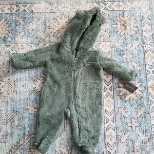 Cozy Green Winter Bodysuit with Footsies